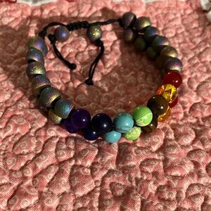 Multicolor Beaded Bracelet with Adjustable Cord